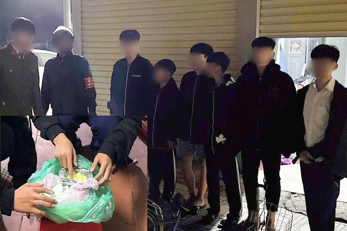 Nhóm học sinh chế tạo pháo nổ ở phường Tân An, TX Quảng Yên, tỉnh Quảng Ninh. Ảnh: Công an Quảng Yên