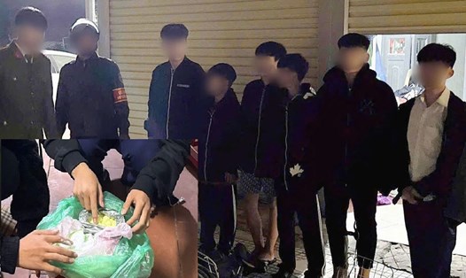 Nhóm học sinh chế tạo pháo nổ ở phường Tân An, TX Quảng Yên, tỉnh Quảng Ninh. Ảnh: Công an Quảng Yên