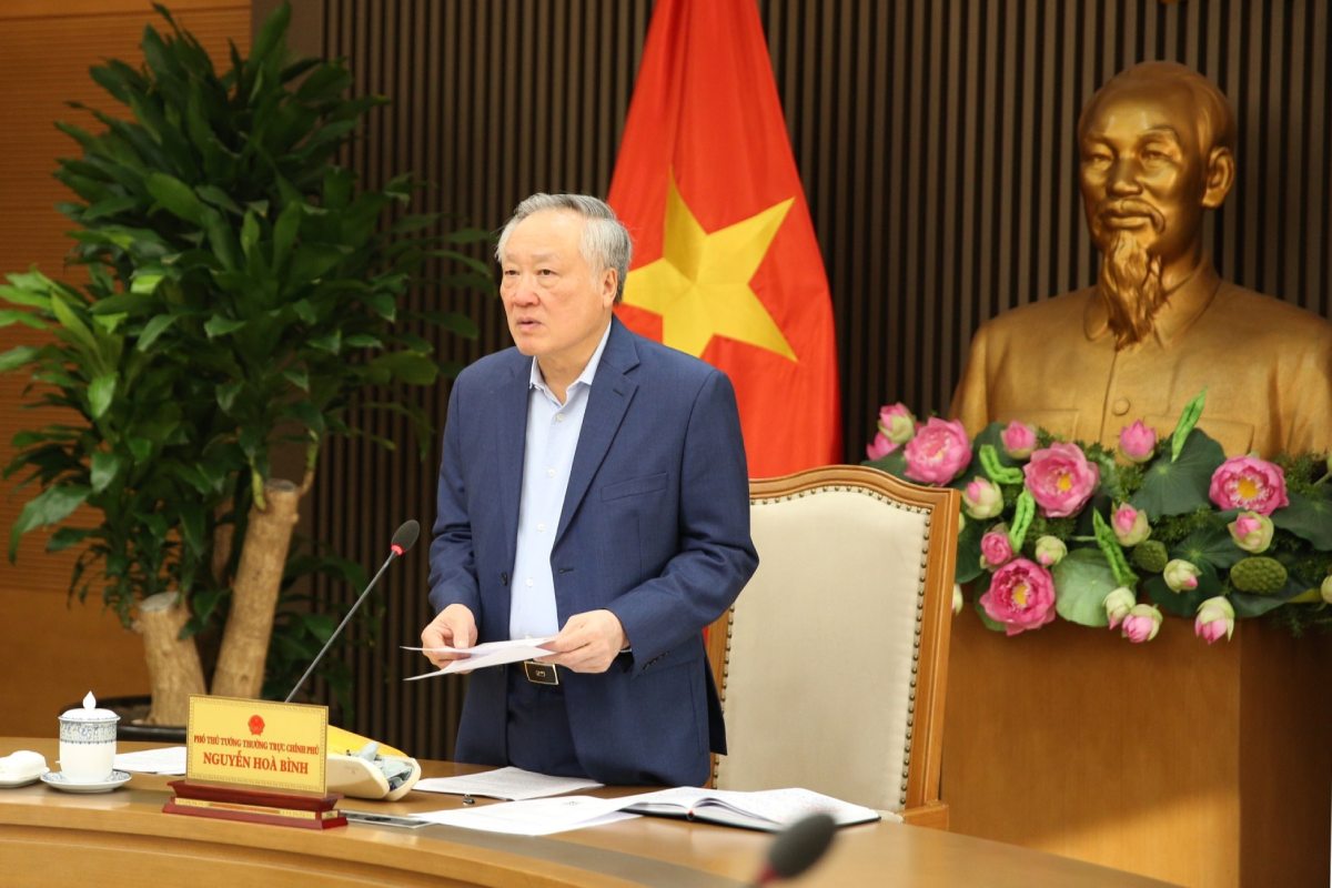Deputy Prime Minister Nguyen Hoa Binh chaired the National Conference on the General Census of Rural and Agricultural Areas. Photo: VGP/Nguyen Hoang