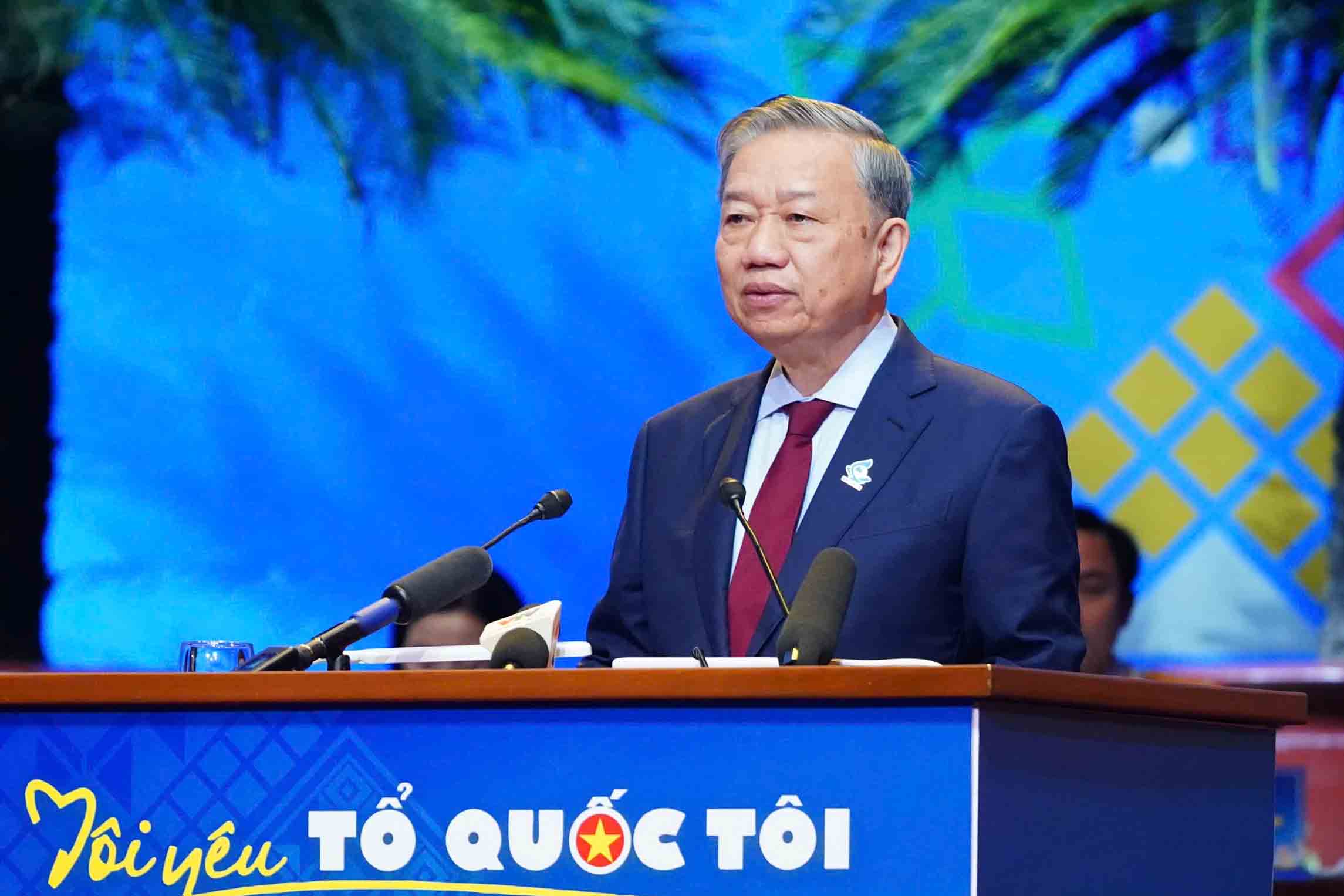 General Secretary To Lam delivered a speech at the 9th National Congress of the Vietnam Youth Union for the 2024-2029 term. Photo: Nhu Y