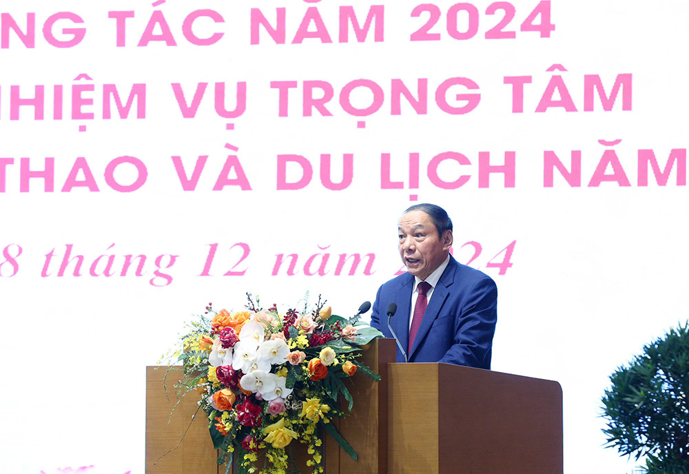 Bo truong Bo VHTTDL Nguyen Van Hung phat bieu tai Hoi nghi. Anh: Hai Nguyen