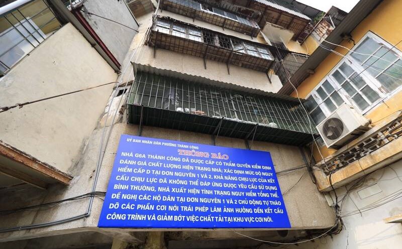 A corner of G6A Thanh Cong apartment building (Ba Dinh district, Hanoi). Photo: Thu Giang