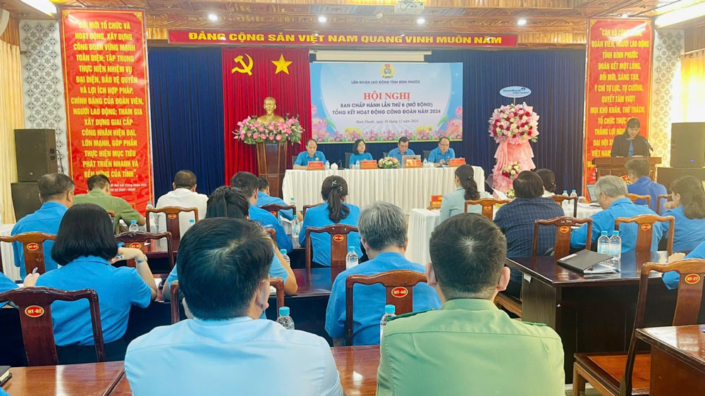 Conference to review trade union work in 2024 and deploy tasks in 2025 of Binh Phuoc Provincial Labor Federation. Photo: Van Son