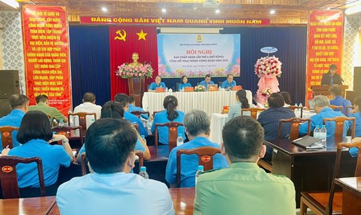 Hội nghị tổng kết công tác công đoàn năm 2024, triển khai nhiệm vụ năm 2025 của LĐLĐ tỉnh Bình Phước. Ảnh: Văn Sơn