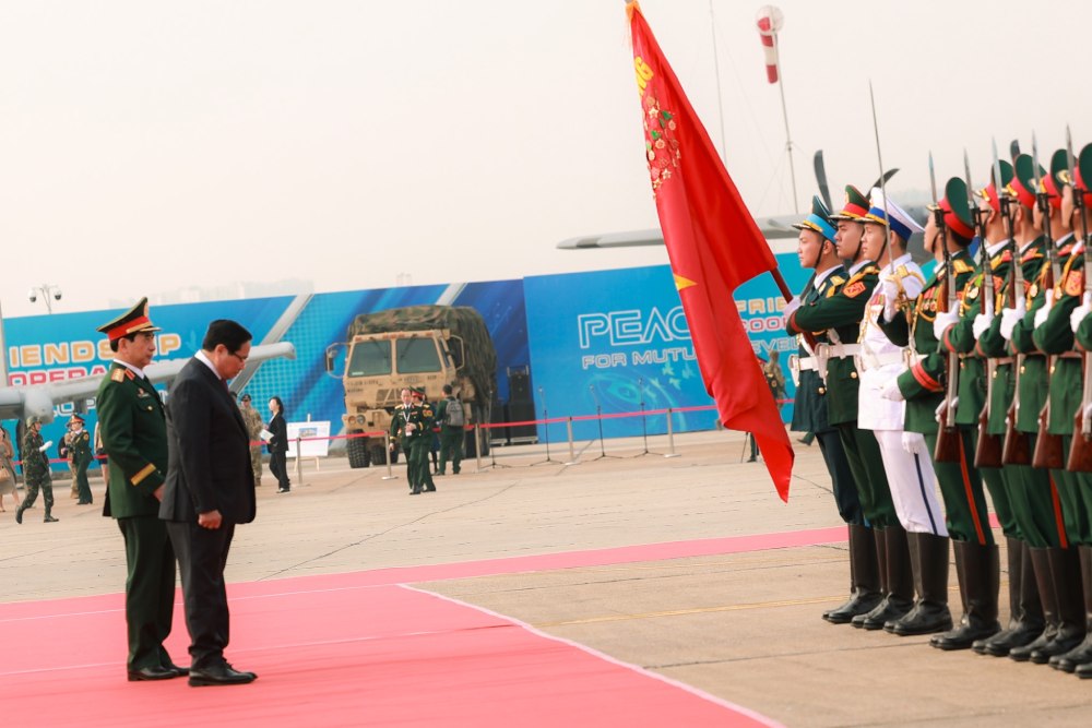 Thu tuong Chinh phu Pham Minh Chinh toi du le khai mac Trien lam Quoc phong quoc te 2024. Anh: Hai Nguyen