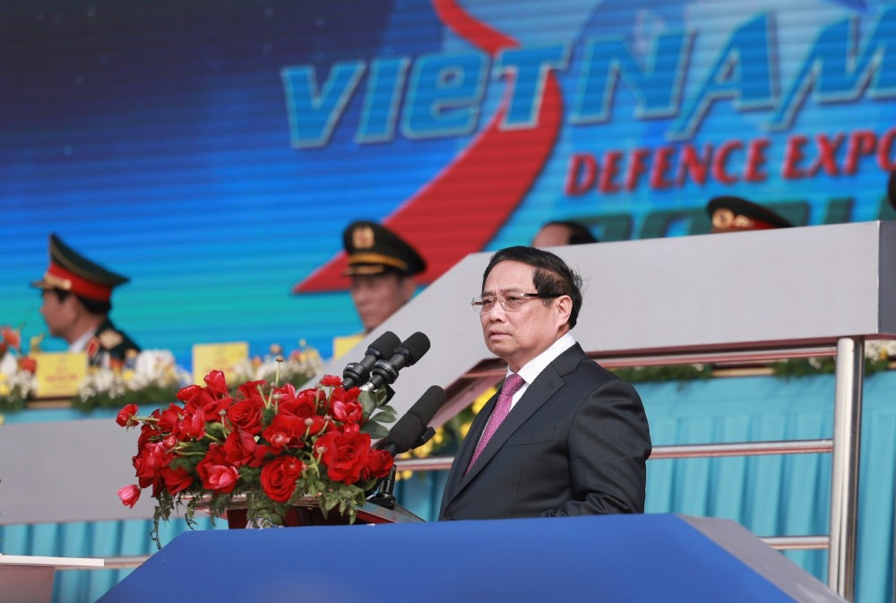 Prime Minister Pham Minh Chinh emphasized Vietnam's "4 no's" defense policy. Photo: Hai Nguyen