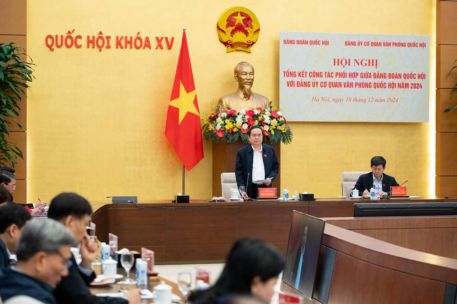 National Assembly Chairman Tran Thanh Man speaks at the Conference. Photo: Quochoi.vn.