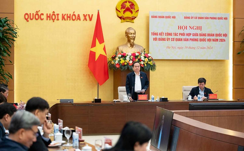 National Assembly Chairman Tran Thanh Man speaks at the Conference. Photo: Quochoi.vn.