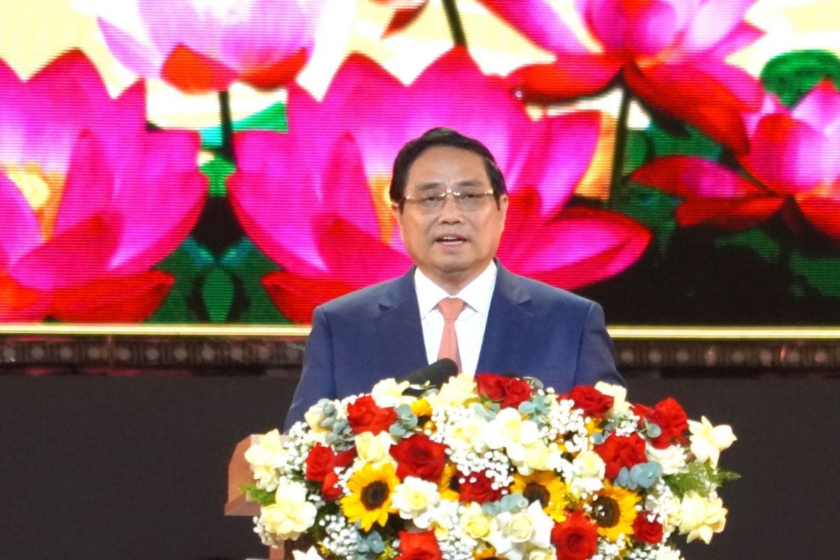 Prime Minister Pham Minh Chinh speaks at the ceremony to celebrate the 60th anniversary of the Binh Gia Victory. Photo: Thanh An