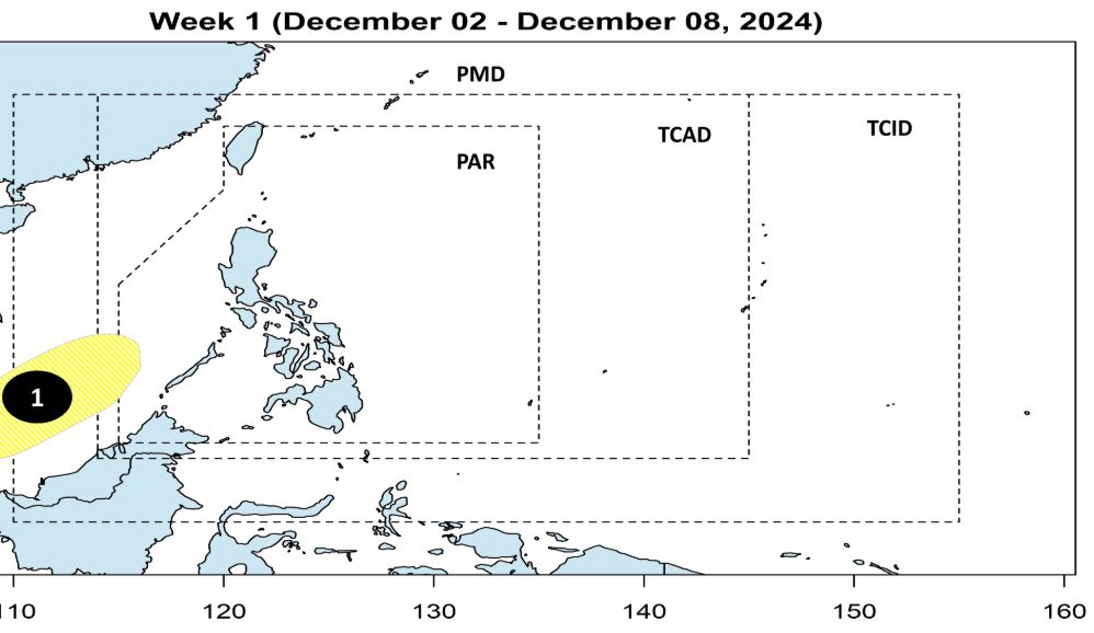 Du bao ap thap o nam Bien Dong. Anh: PAGASA