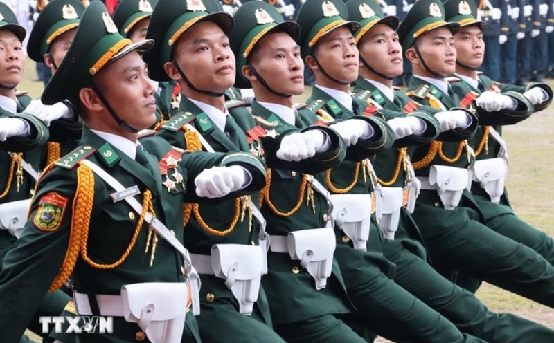 Border Guard officers parade during the 70th anniversary of Dien Bien Phu Victory. Photo: VNA