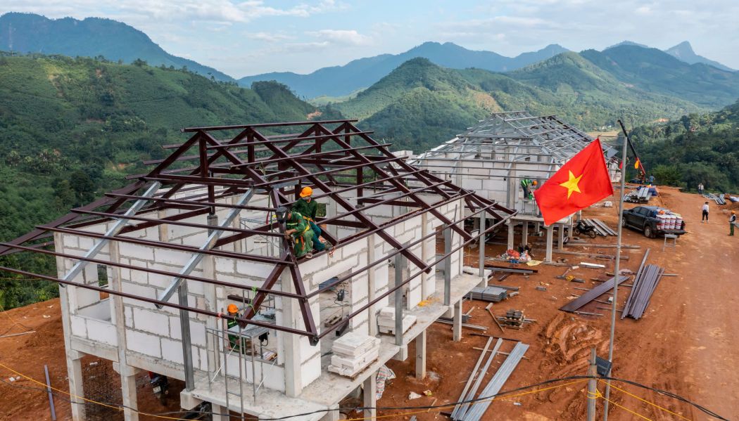 Roofs built in the resettlement area for Lang Nu residents. Photo: Hai Nguyen