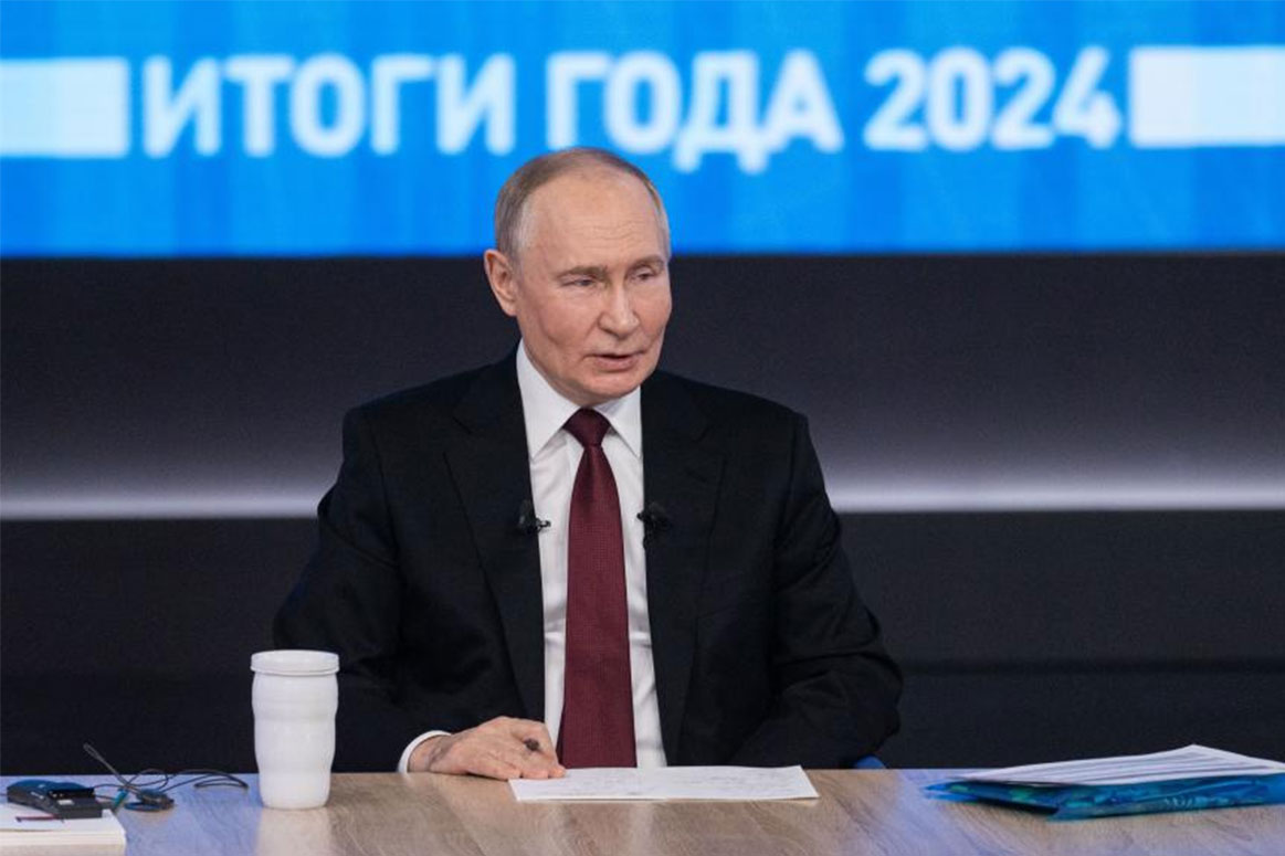 Russian President Vladimir Putin at his year-end press conference on December 19, 2024. Photo: Xinhua