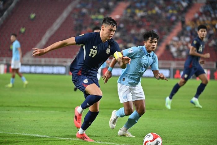 Thailand came from behind to win 3-2 against Cambodia. Photo: Changsuek