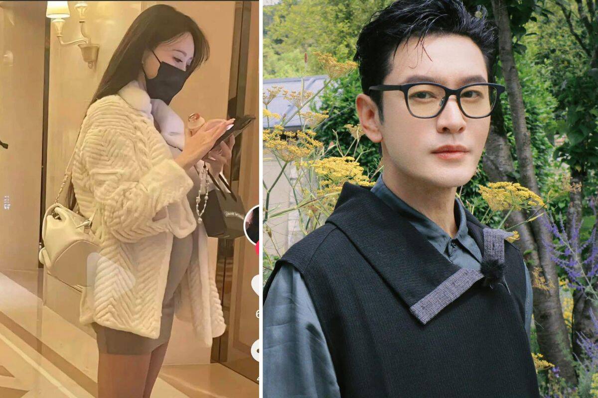 Huynh Hieu Minh's girlfriend clearly shows her pregnant belly. Photo: Weibo