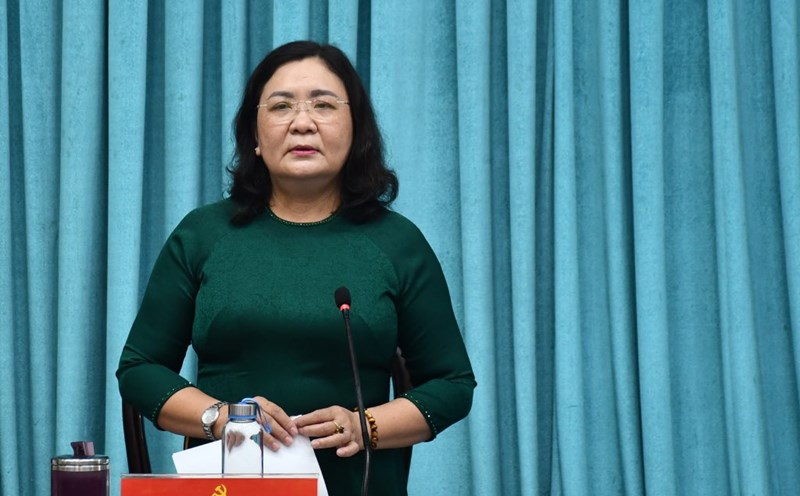 Ms. Ho Thi Hoang Yen - Acting Secretary of Ben Tre Provincial Party Committee, Chairwoman of Ben Tre Provincial People's Council - delivered a concluding speech at the conference. Photo: Thanh Nhan