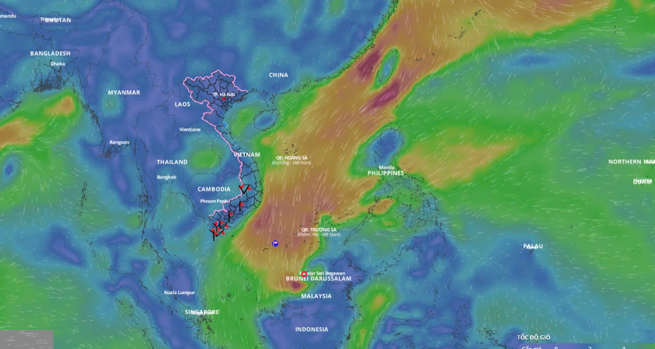 Latest update on the path of the tropical depression at 9:00 p.m. on December 21. Photo: Vietnam Disaster Monitoring System