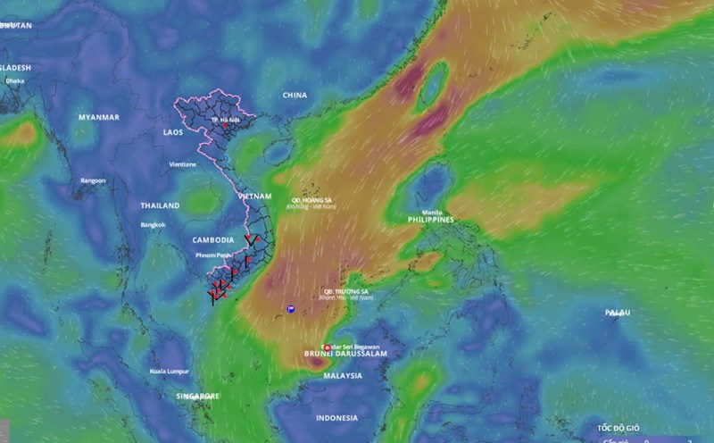 Latest update on the path of the tropical depression at 9:00 p.m. on December 21. Photo: Vietnam Disaster Monitoring System