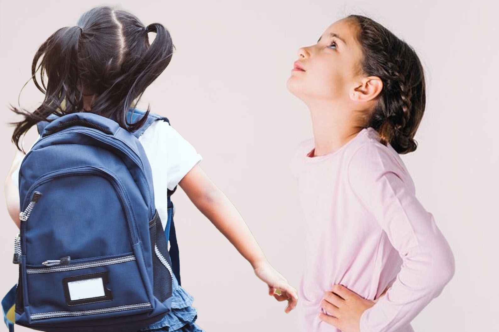 Risk of scoliosis when your child carries a backpack that is too heavy. Graphics: Thien Nhan