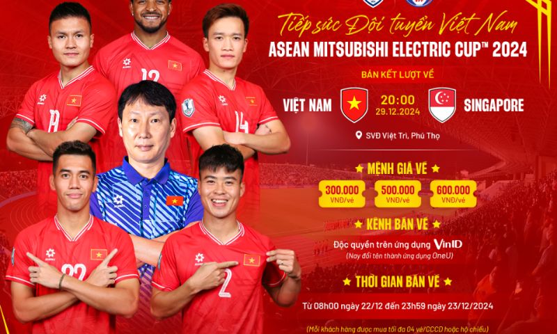 Chi tiet thong tin ban ve tran san nha cua doi tuyen Viet Nam o ban ket ASEAN Cup 2024. Anh: VFF 