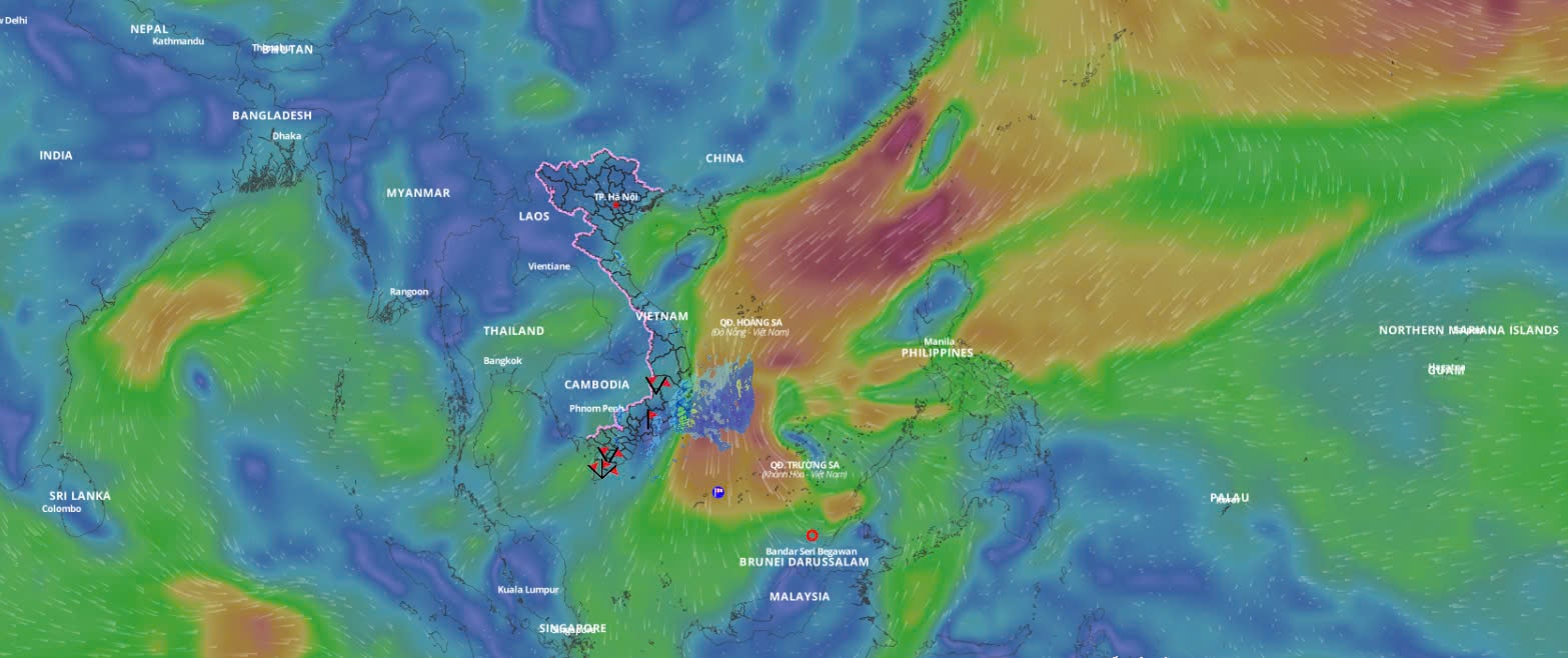 Latest update on the path of the tropical depression at 2:30 p.m. on December 22. Photo: Vietnam Disaster Monitoring System