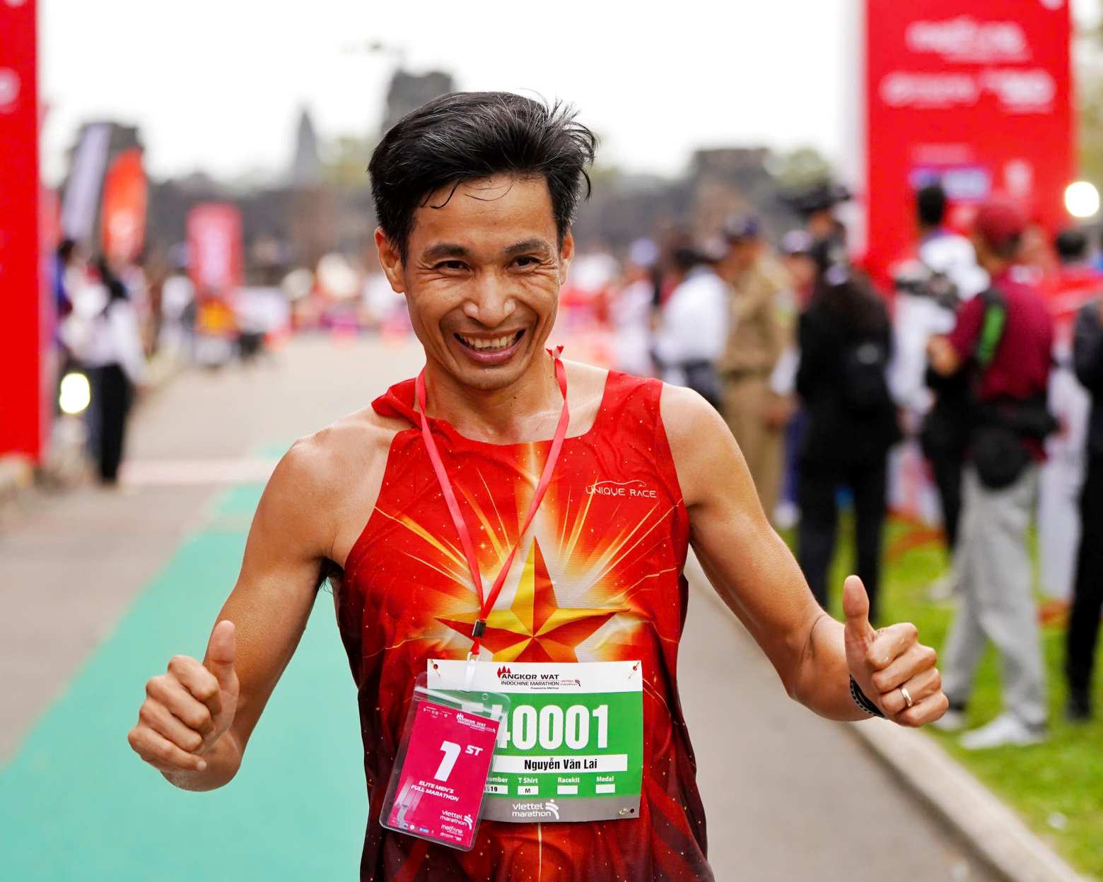Nguyen Van Lai participates in Viettel Marathon 2024 Angkor Wat, Cambodia. Photo: Organizing Committee