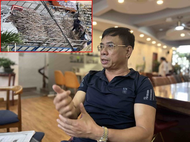 Chủ khách sạn bị cưỡng chế ở Nha Trang phản ánh việc lực lượng chức năng mang sắt thép vụn đi bán phế liệu. Ảnh: Hữu Long