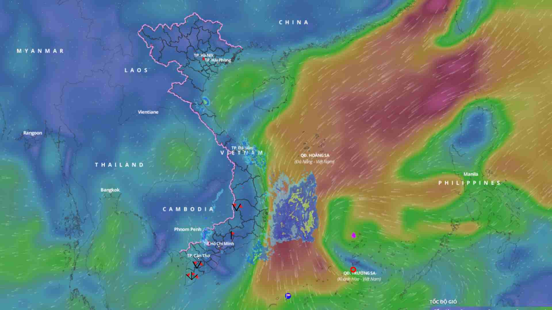 Latest update on the path of the tropical depression at 8:15 p.m. on December 22. Photo: Vietnam Disaster Monitoring System