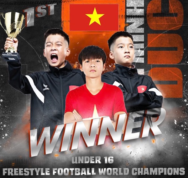 Vietnamese athlete Can Minh Duc won the U16 World Freestyle Juggling Championship. Photo: WFFA