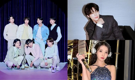 Các thành viên nhóm BTS (trái) được đề cử hạng mục "Nam ca sĩ được yêu thích nhất" ở AAA 2024. Ảnh: FPT Play