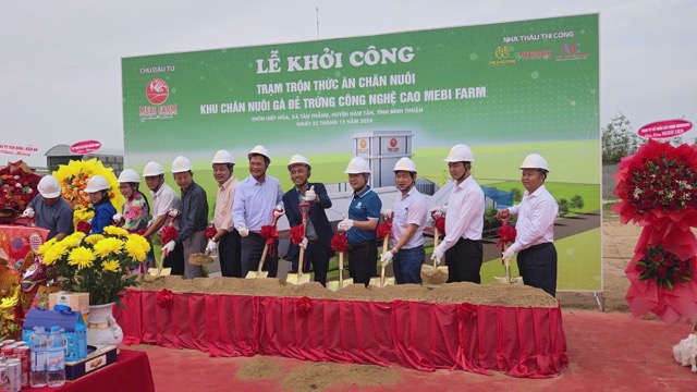 Groundbreaking ceremony for Mebi Farm high-tech animal feed mixing station. Photo: Tam An