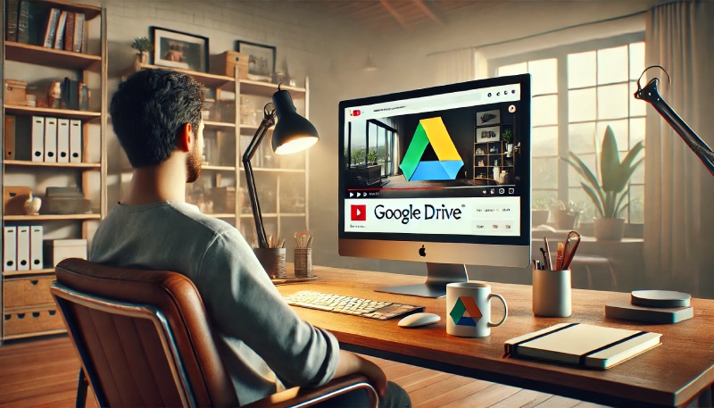 Google Drive updated with the feature to play videos immediately after uploading. Illustration image created by AI