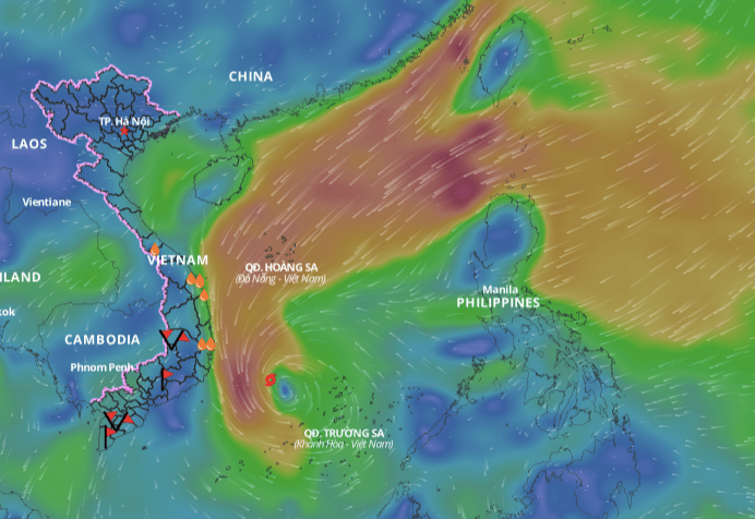 Updated position of storm No. 10 at 3:00 p.m. on December 24. Photo: Vietnam Disaster Monitoring System