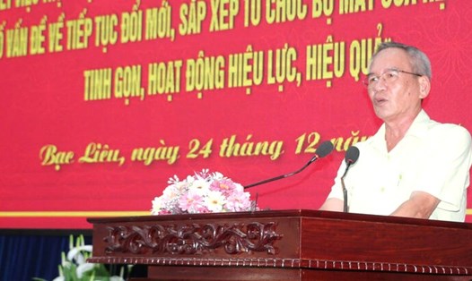Bí thư Tỉnh ủy Bạc Liêu Lữ Văn Hùng đề nghị sẵn sàng cho việc sắp xếp bộ máy. Ảnh: Nhật Hồ
