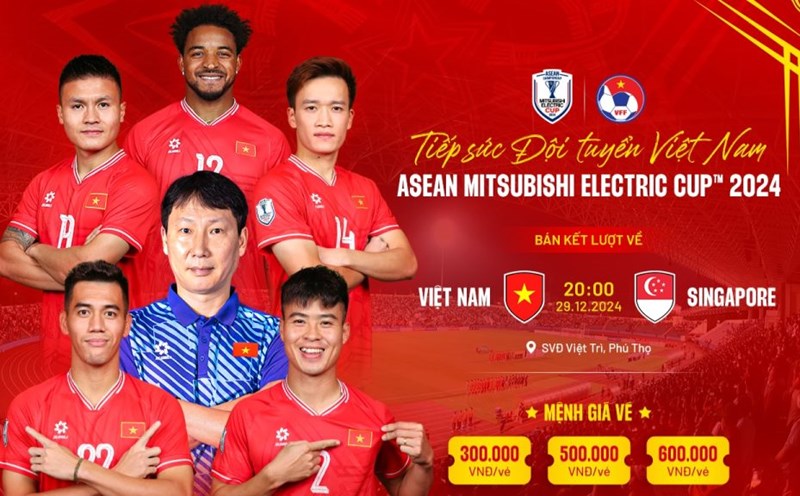 Tickets for the Vietnam-Singapore match will be sold directly from December 27. Photo: VFF