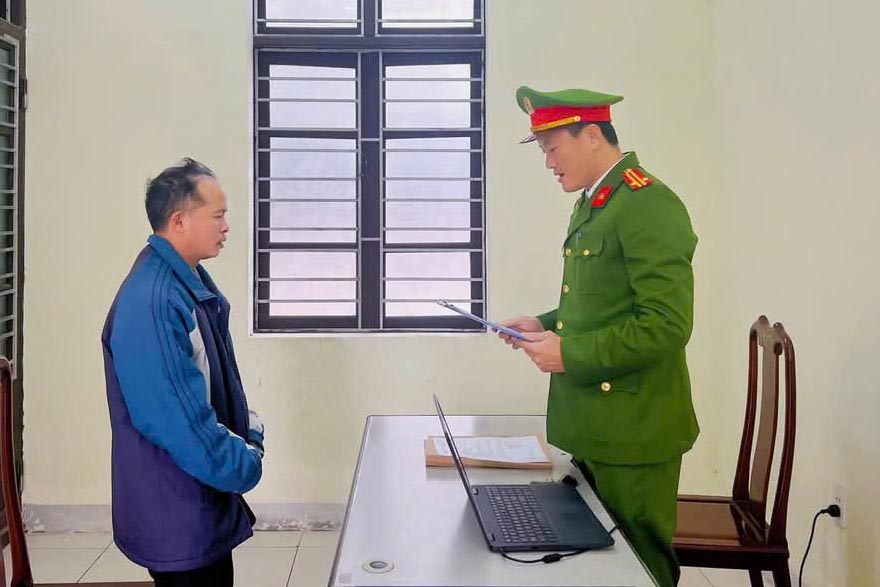 Công an huyện Thạch Hà đã khởi tố đối tượng Dũng. Ảnh: Công an Hà Tĩnh.