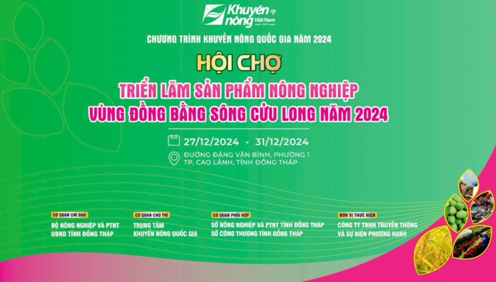 Hoi cho Trien lam san pham Nong nghiep vung DBSCL nam 2024 duoc to chuc trong 5 ngay tai TP Cao Lanh, tinh Dong Thap. Anh: Cong Thong tin dien tu Dong Thap. 