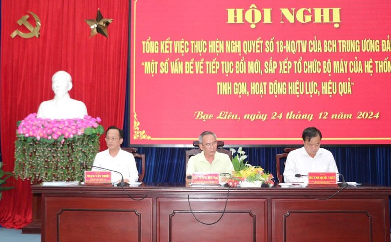 Bac Lieu province leaders requested to urgently arrange staff and streamline the apparatus according to the central government's direction. Photo: Nhat Ho