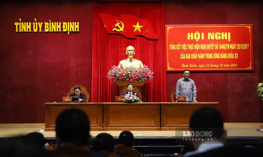 Tỉnh ủy Bình Định tổ chức Hội nghị Tổng kết việc thực hiện Nghị quyết số 18-NQ/TW ngày 25.10.2017 của Ban Chấp hành Trung ương Đảng khóa XII diễn ra ngày 24.12. Ảnh: Hoài Luân