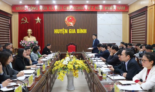 Hội nghị triển khai kế hoạch liên quan đến Dự án Đầu tư xây dựng Cảng vận chuyển hàng hóa tại xã Cao Đức (Gia Bình, Bắc Ninh). Ảnh: Hồng Hà