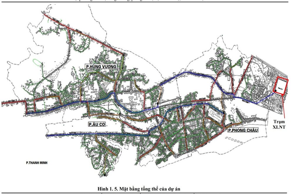 Mat bang tong the cua du an thu gom, xu ly nuoc thai tap trung thi xa Phu Tho. Anh: Chu dau tu.