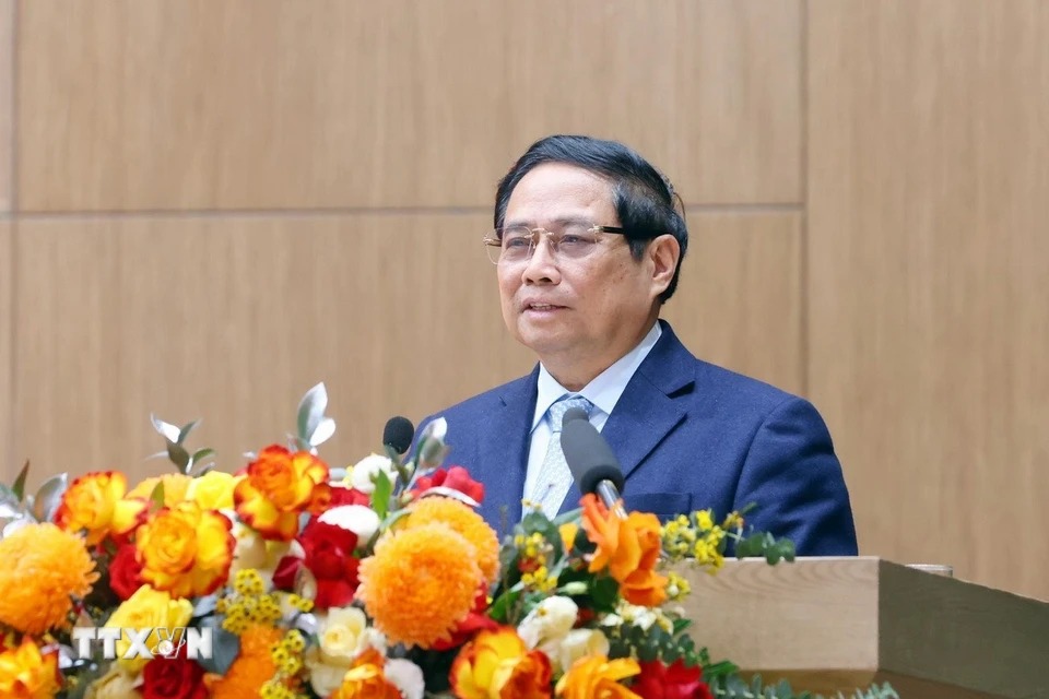 Prime Minister Pham Minh Chinh speaks at the 80th National Public Security Conference. Photo: VNA