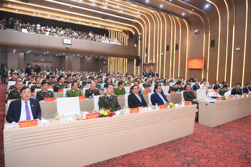 Prime Minister Pham Minh Chinh; Minister of Public Security Luong Tam Quang and delegates attending the Conference. Photo: Ministry of Public Security