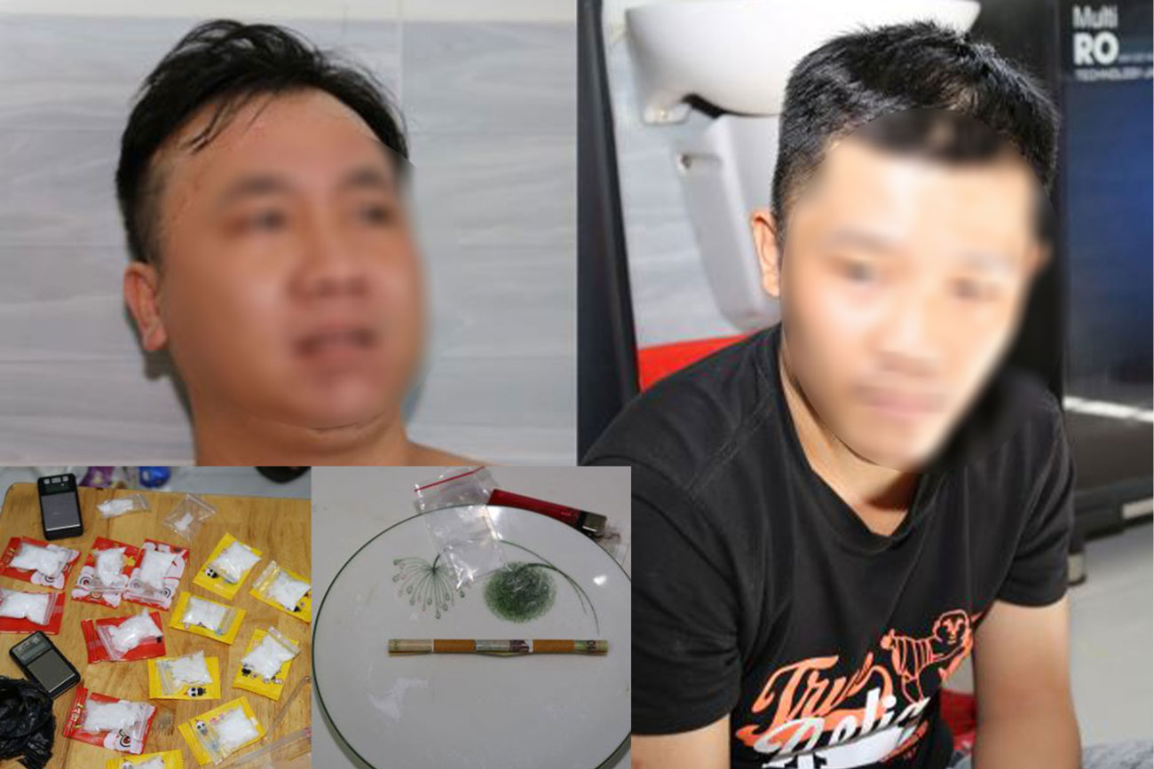2 doi tuong bi bat qua tang vi tang tru trai phep chat ma tuy. Anh: Cong an Soc Trang