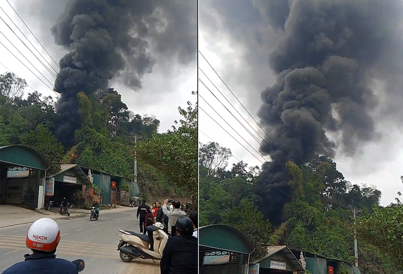A fire just happened in Cao Bang city. Photo: Duan Toc