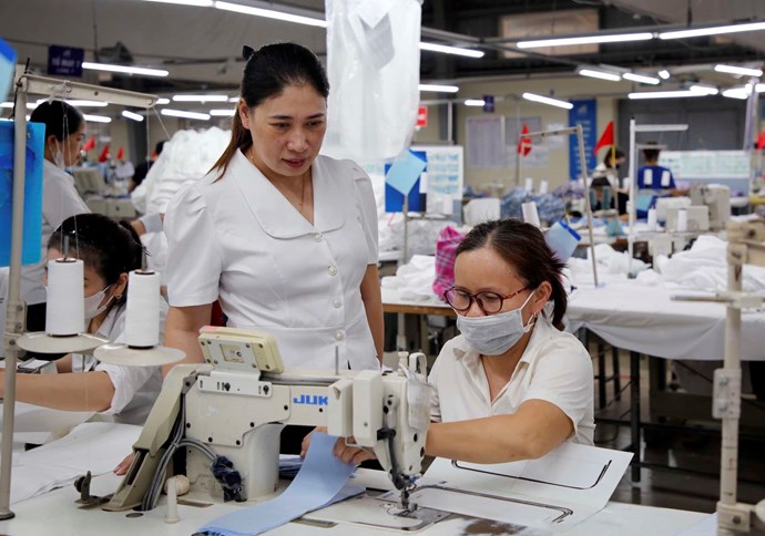 Workers at Ha Quang Garment Factory are guaranteed welfare. Photo: Cong Sang