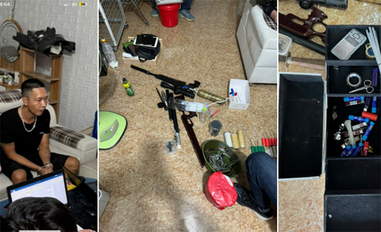 Đối tượng Lê Văn Du và tang vật thu giữ. Ảnh: Công an Hải Phòng