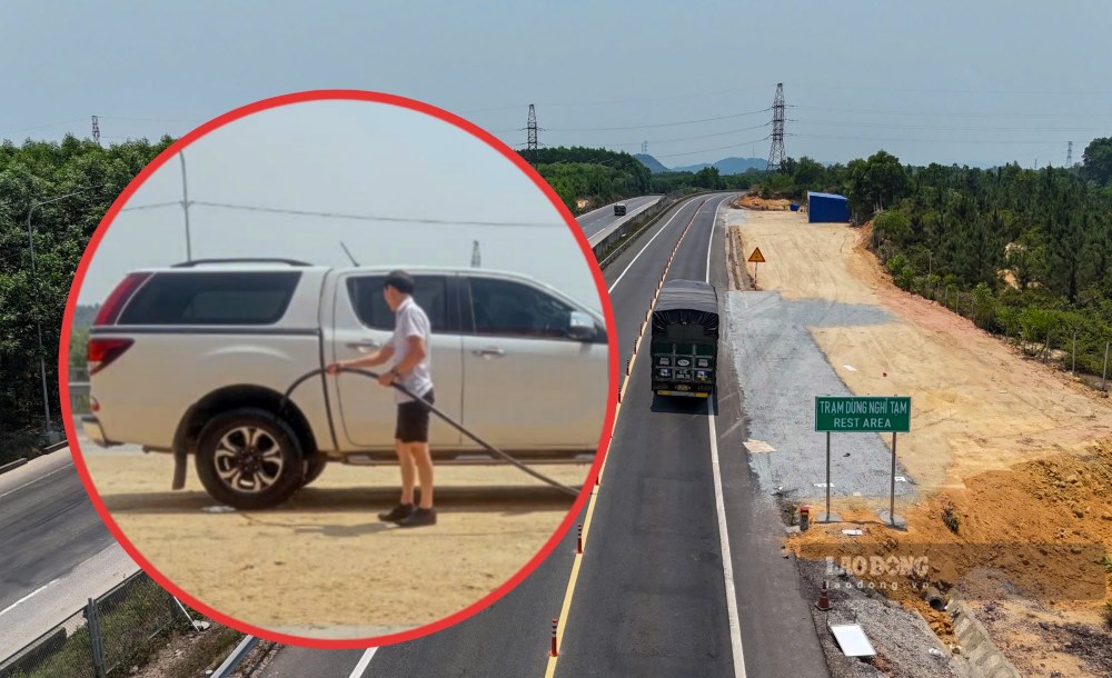 Moi ben tram dung nghi tam thoi se co khoang 10 ca-bin, co dien, nuoc de phuc vu nhu cau ve sinh hoac dung do khi phuong tien luu thong tren tuyen gap su co. Ben canh do, tram dung nghi con co nha tien che, bai do xe, he thong an toan giao thong di kem, coc tieu mem. Moi bai do xe dai khoang 200 met, rong 16 met. Anh chup ngay: 30.4.2024.