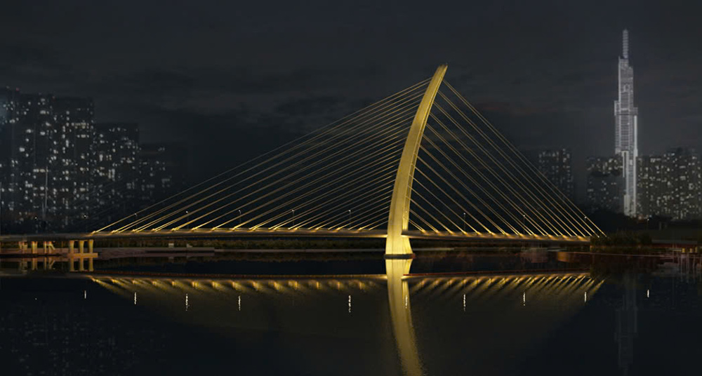 Perspective illustration of Ba Son Bridge's artistic lighting. Photo: THADICO