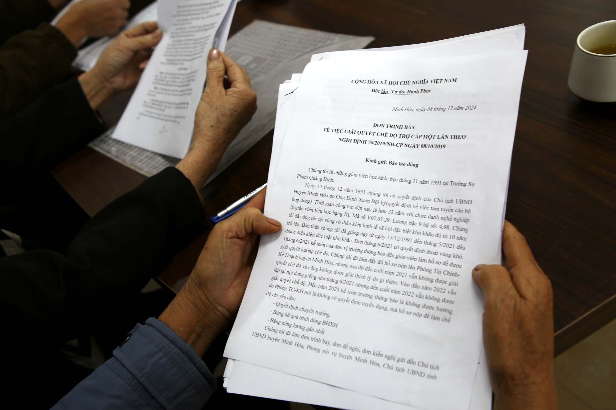 Many teachers in Minh Hoa district have not received the difficult area policy, after more than 30 years of teaching. Photo: Cong Sang